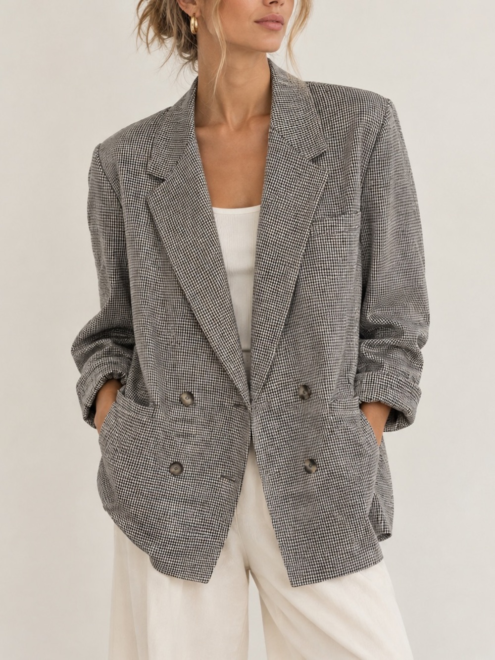 ZARA Houndstooth Blazer Size Medium Blogger Fav Women’s Double Breasted